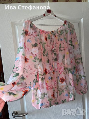 Нов ефирен топ блуза с дълъг ръкав цветя флорален принт ХЛ /2ХЛ , снимка 3 - Блузи с дълъг ръкав и пуловери - 41330456