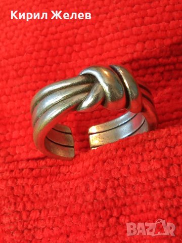 Стар АРТ НУВО ПОСРЕБРЕН БРОНЗОВ ПРЪСТЕН - ПАНДЕЛКА с ПЕЧАТ S925 РЕГУЛИРУЕМ РЕТРО МОДЕЛ 38511