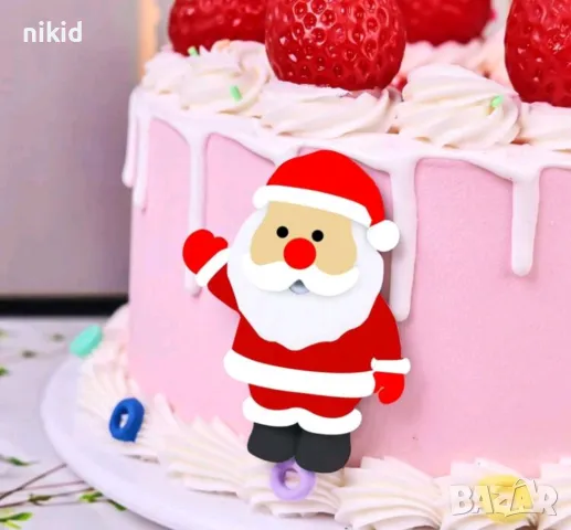 Дядо Коледа вдигната ръка силиконов молд форма фонфдан шоколад гипс декор торта сладки, снимка 2 - Форми - 48068716