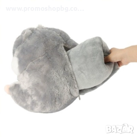 3 в 1 - Плюшена играчка Хамстер, възглавница и одеяло Kruzzel, сиво, снимка 6 - Плюшени играчки - 52506563