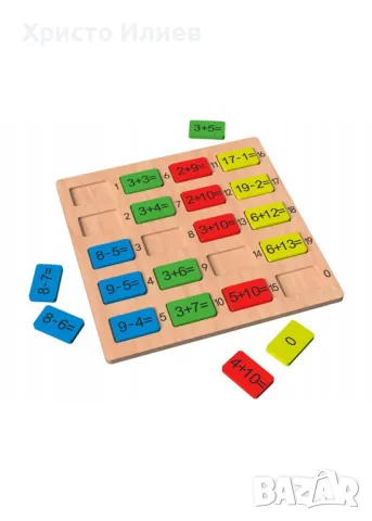 Дървена дъска със задачи Събиране и изваждане Дървени математически блокове Пъзел Сметало за смятане