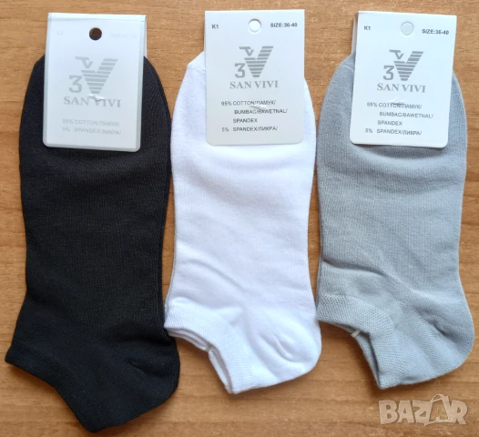 Памучни спортни чорапи за маратонки , спортни терлици, снимка 2 - Мъжки чорапи - 50488858