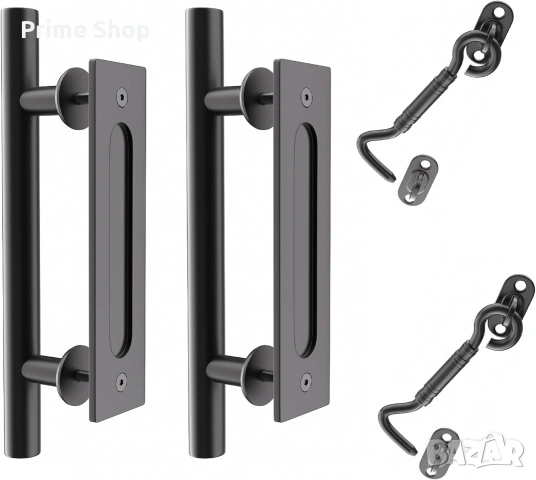 Двойни дръжки за плъзгащи врати, въглеродна стомана, 30 см, черни 