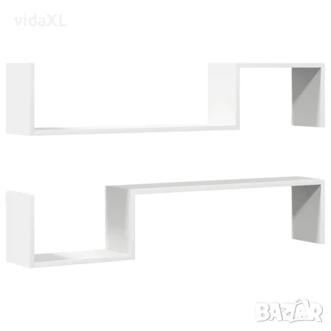 vidaXL Стенни рафтове, 2 бр, бели, 100x15x20 см, инженерно дърво