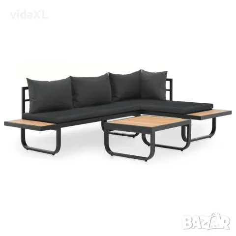 vidaXL Градински ъглов комплект с възглавници, 2 части, алуминий, WPC(SKU: 44704)