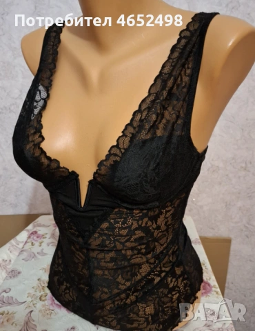 Дамско  черно Боди с дантела, снимка 2 - Бельо - 53575439