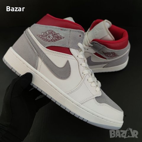 Jordan 1 mid SE Beige Red Past Present Future Нови Оригинални Обувки Размер 41 Кецове Маратонки , снимка 1 - Кецове - 40513436