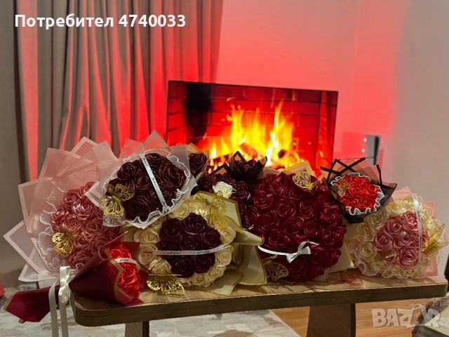 Вечни букети от сатенени рози