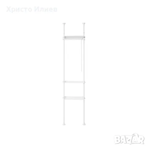 Телескопичен гардероб с 3 рафта и релса бял Livarno Home, снимка 4 - Гардероби - 49460951