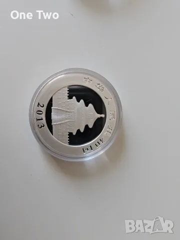 Сребърна монета, 1 oz Китайска панда 2013, 99.9% сребро, снимка 2 - Нумизматика и бонистика - 56208315