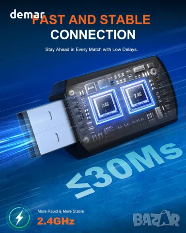 JIMYIU Безжични слушалки за игри с шумопотискащ микрофон, 2,4 GHz и Bluetooth, 50 часа батерия, снимка 8 - Bluetooth слушалки - 49546448