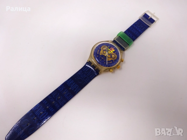 Неизползван часовник Swatch хронограф, с 22 камъка, снимка 4 - Мъжки - 51882603