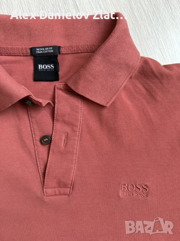 Мъжка поло тениска Hugo Boss Pima Cotton (Керемидено червена), снимка 2 - Тениски - 55861481