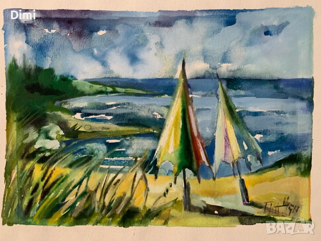 ЕМА ЦОНЕВА акварел/ пейзаж, снимка 2 - Картини - 52858669