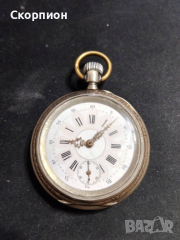 Швейцарски СРЕБЪРЕН джобен часовник 1901г.  - 6 РУБИНА -  ПРОМОЦИЯ