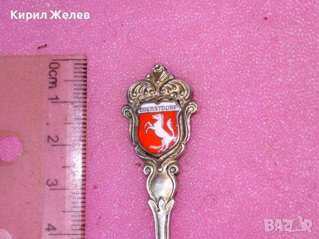 OBERSTDORF Стара КОЛЕКЦИОНЕРСКА ЕМАЙЛИРАНА СРЕБЪРНА ЛЪЖИЧКА За КАФЕ СРЕБРО ПРОБА 800 Германия 42992, снимка 9 - Колекции - 44317020