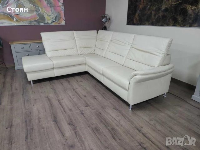 Кремав кожен ъглов диван MM-ZE1148 с електрически релакс механизъм, снимка 11 - Дивани и мека мебел - 44244932
