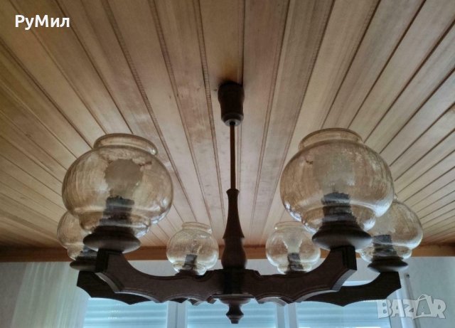 Ретро, винтидж немски полилей от дърво., снимка 4 - Полилеи - 40199477