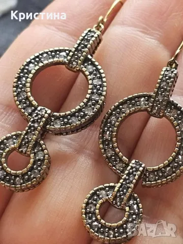 Обеци с Диаманти от злато и сребро