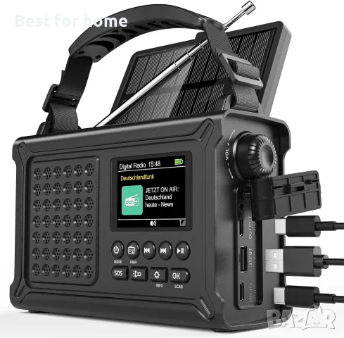  Roxicosly 12000 mAh радио с манивела DAB/DAB+/FM с Bluetooth 5.0 аварийно радио с фенерче