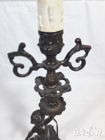 Ретро настолна месингова лампа   4/6, снимка 3 - Настолни лампи - 34511429