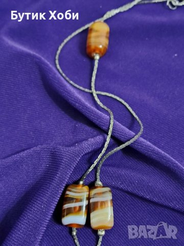 Винтидж колие бохемско стъкло , снимка 5 - Антикварни и старинни предмети - 40531625