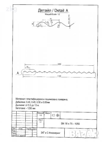Вълнообразна поцинкована ламарина Sn18x75-1050 в София, снимка 3 - Строителни материали - 39105353