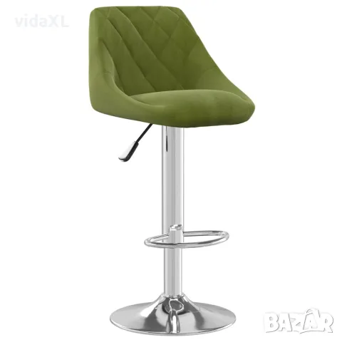 vidaXL Бар табуретки, 2 бр, светлозелени, кадифе, снимка 3 - Столове - 56147132