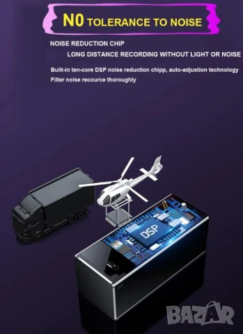 OTG 2Микрофона 360°DSP Магнитен Шпионски АудиоРекордер Гласово Активиране 384чЗапис 1г.Изчакване MP3, снимка 11 - Други - 51104939