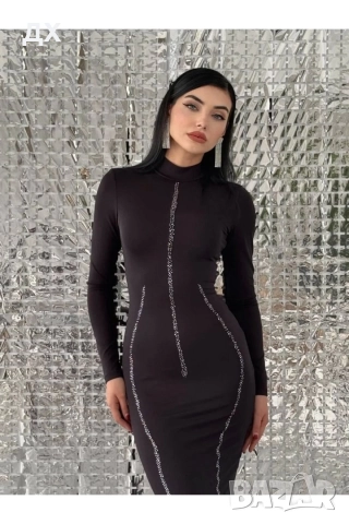 Жестока официална рокля по тялото с камъни, снимка 4 - Рокли - 52497708