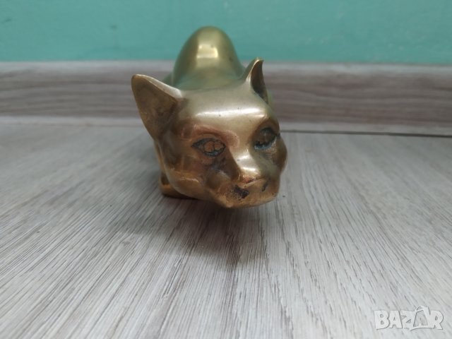 месингова статуетка-коте, снимка 4 - Други ценни предмети - 40217825