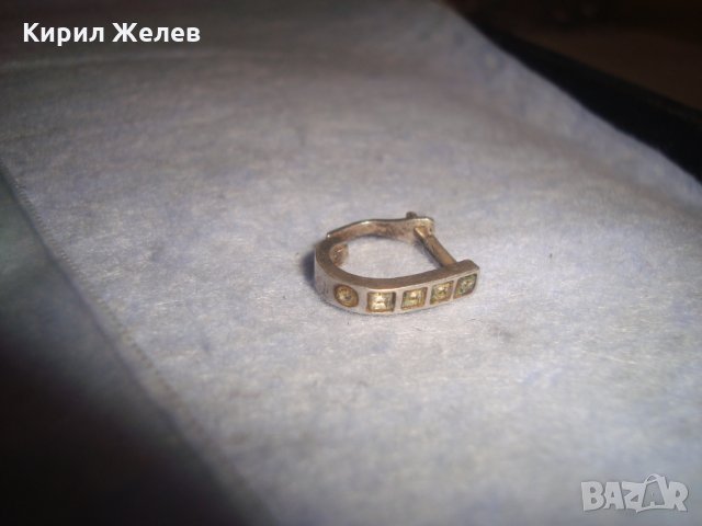 СТАР СРЕБЪРНА СКЪПОЦЕННА ОБЕЦА ВИСОКА ПРОБА СРЕБРО АНГЛИЯ с ИНКРУСТИРАНИ ЦИРКОНИ 25987, снимка 7 - Обеци - 35975621