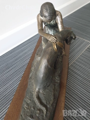 52см-6кг фигура на H.Fady/статуетка La Chasse Interrrompue/стара френска бронзова скулптура, снимка 10 - Антикварни и старинни предмети - 51455330