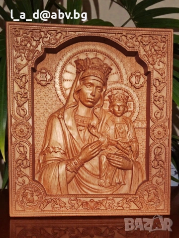 Икона на Св. Богородица - авторска дърворезба, снимка 3 - Икони - 53207368