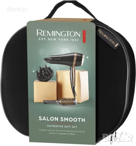 Сешоар Remington подаръчен комплект с концентратор и дифузер, керамичен, йонен, чанта, 2000 W, черен, снимка 6 - Сешоари - 47710020