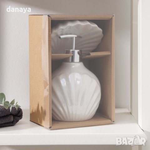 4004 Комплект керамични аксесоари за баня дозатор и сапунерка Ариел, снимка 7 - Други - 42135388