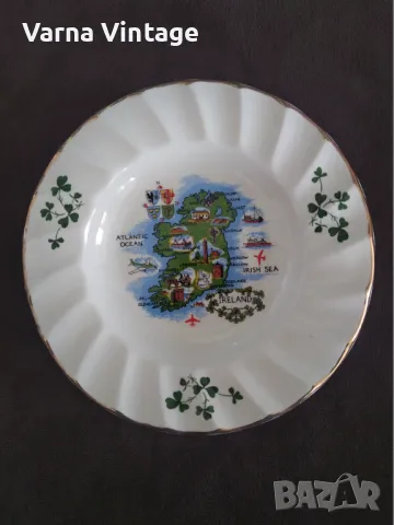 Колекционерска порцеланова чиния за карфици.Карта на Ирландия. Carrigdhoun Cork Ирландия. марк.