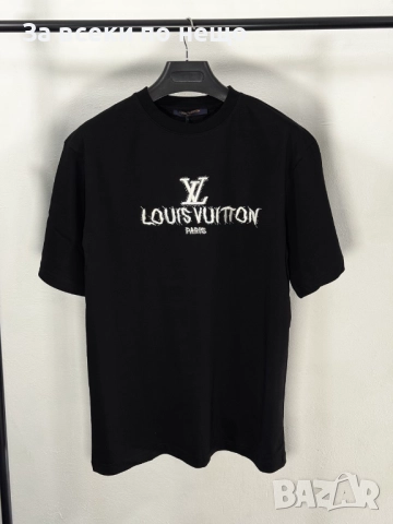 Louis Vuitton Мъжка Черна Тениска👕Мъжка Блуза С Къс Ръкав В Черен Цвят Код V.B.8