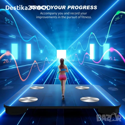 Смарт кантар с Bluetooth и анализ на тяло до 180 кг LED дисплей, снимка 4 - Други спортове - 53472638