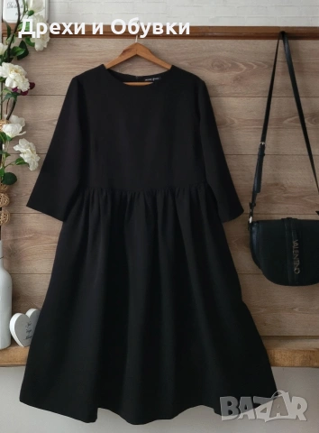 Черна официална елегантна разкроена рокля с джобове , снимка 4 - Рокли - 51788715