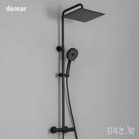 Термостатичен смесител за душ DERW, квадратна душ глава тип „Rainfall“, снимка 1