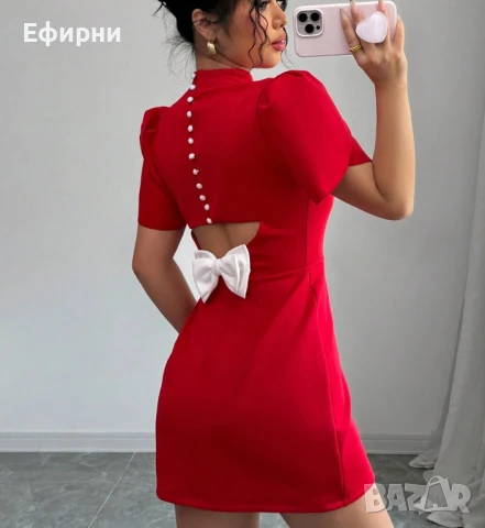 Червена рокля, Секси рокля, Мини рокля, снимка 3 - Рокли - 51264832