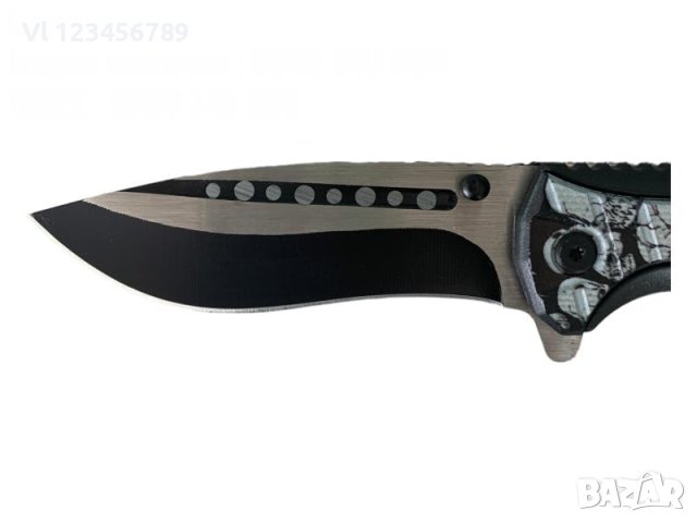Сгъваем автоматичен нож дизайн с череп+паракод 9,5 х 215, снимка 7 - Ножове - 41313448