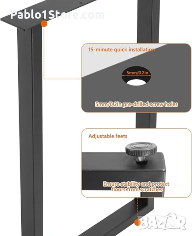 Homtone 2 бр. здрави крака за бар за закуска, 105 см индустриални метални крака за високи маси, прое, снимка 5 - Други - 53762860