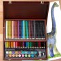 Луксозен куфар за рисуване, 73 части, изискан куфар за рисуване, комплект за рисуване в дървен куфар, снимка 2