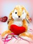 Плюшена играчка заек със сърце за Свети Валентин