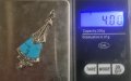 Сребърна висулка 925 проба с тюркоаз и маркизити , снимка 6