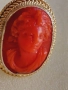 Дамски златен пръстен 14к с инкрустирана коралова камея, снимка 15