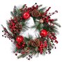 Коледен венец с шишарки и червени ябълки, 30см, снимка 1 - Декорация за дома - 42720998