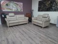 Комплект кожени дивани тройка и двойка цвят камел с ел. релакс, снимка 1 - Дивани и мека мебел - 44244992